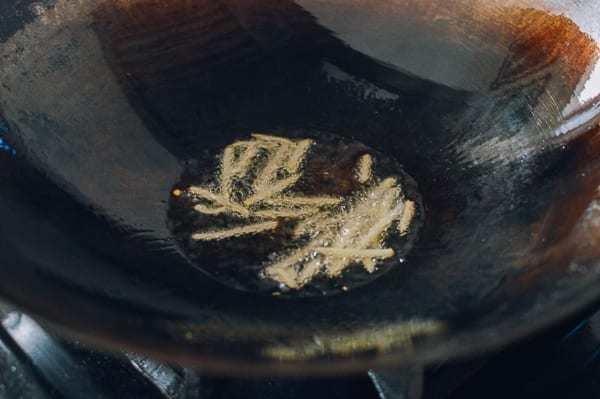 Cooking ginger in oil, thewoksoflife.com