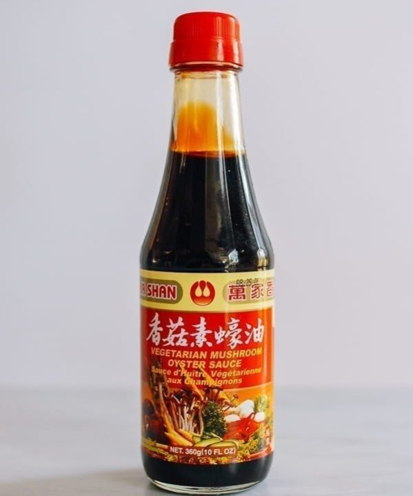 Bottle of wan ja shan vegetarian oyster sauce, thewoksoflife.com