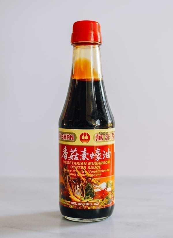 Bottle of wan ja shan vegetarian oyster sauce, thewoksoflife.com