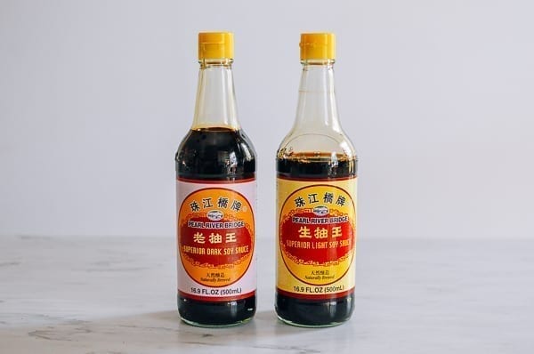 Bottles of dark soy and light soy, thewoksofife.com