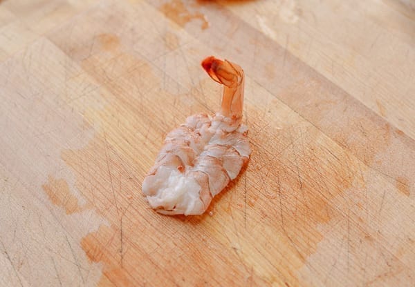 Butterflied shrimp with tail in the air, thewoksoflife.com