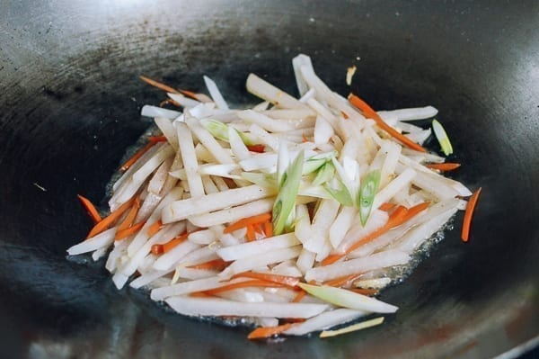 Daikon Stir-fry in wok, thewoksoflife.com