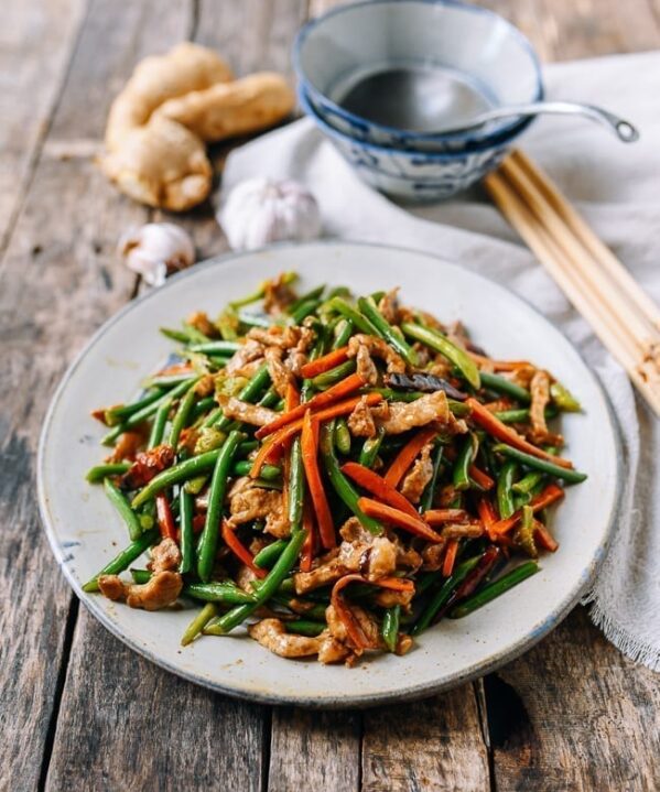 Chinese Garlic Scapes Stir-fry with Pork