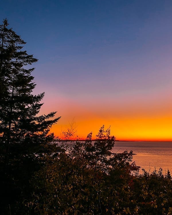 Maine sunset over the water, thewoksoflife.com