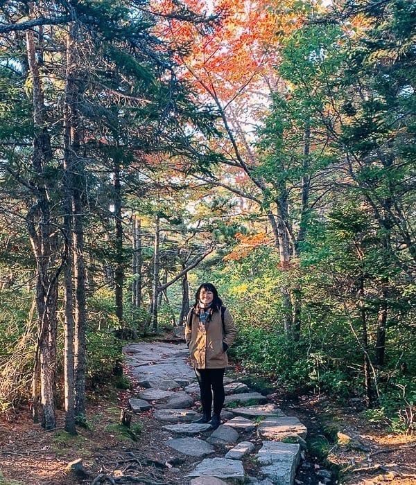 Kaitlin hiking in Maine, thewoksoflife.com