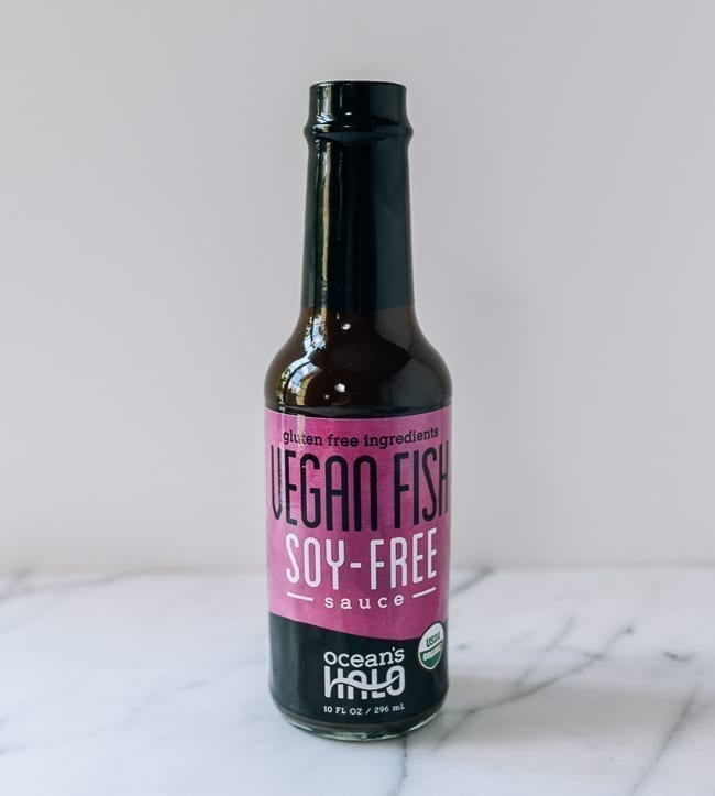 Bottle of vegan fish sauce, thewoksoflife.com