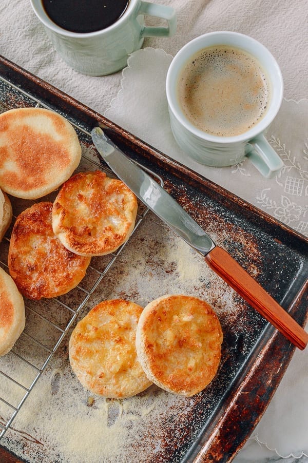 Homemade English Muffins with Butter, thewoksoflife.com