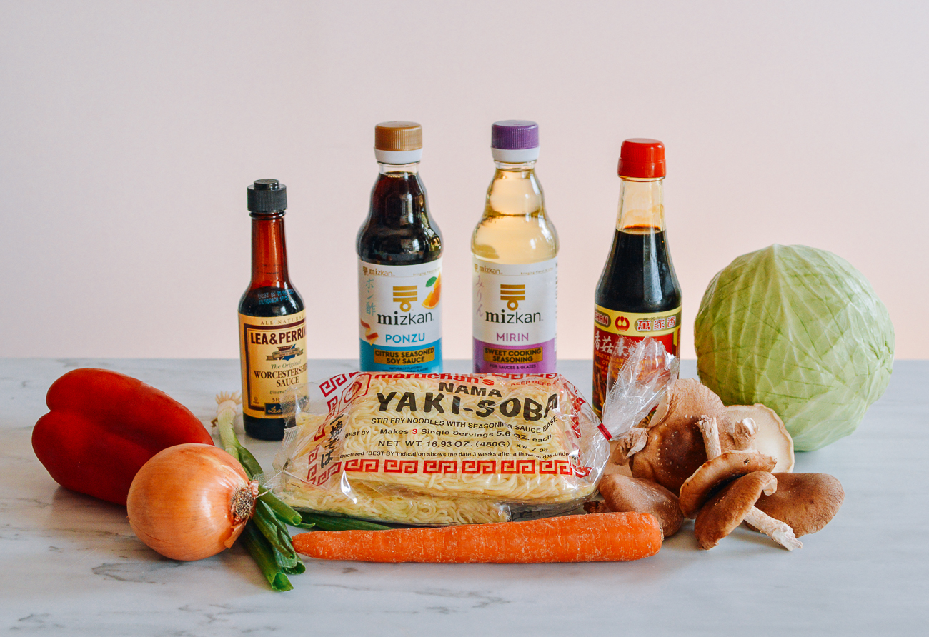 Vegetable Yaki-soba ingredients