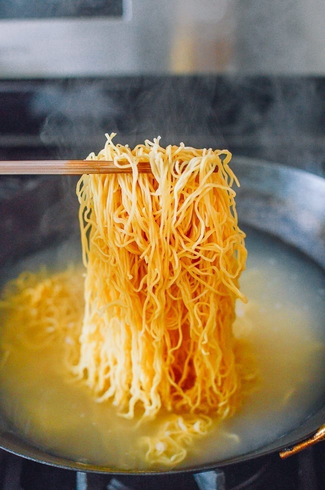 Boiling hong kong pan fried noodles, thewoksoflife.com