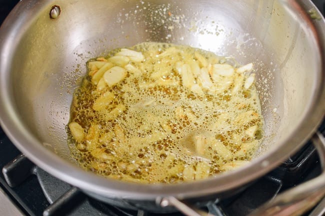Caramelizing garlic in butter, thewoksoflife.com