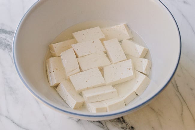 Brining tofu pieces, thewoksoflife.com