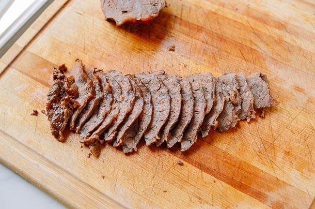 Thinly sliced beef shank, thewoksoflife.com