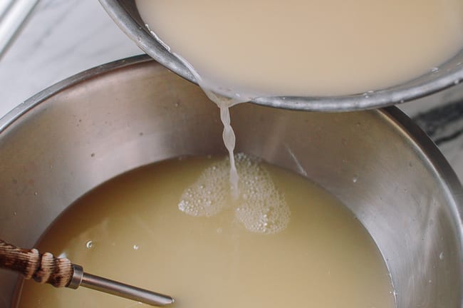 Pouring off water from starch, thewoksoflife.com