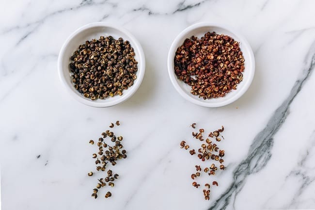 Green and Red Sichuan Peppercorns side by side, thewoksoflife.com