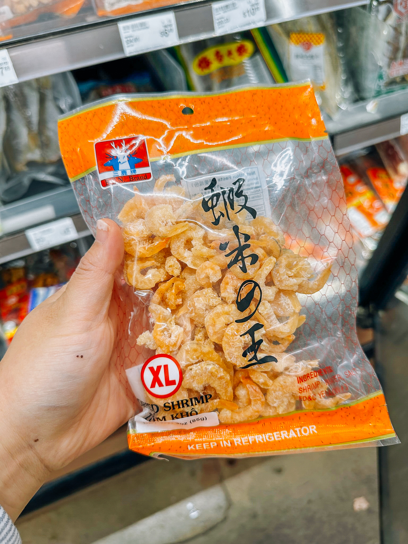 package of XL dried shrimp