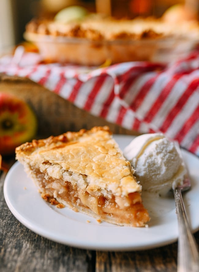 Slice of apple pie with vanilla ice cream, thewoksoflife.com