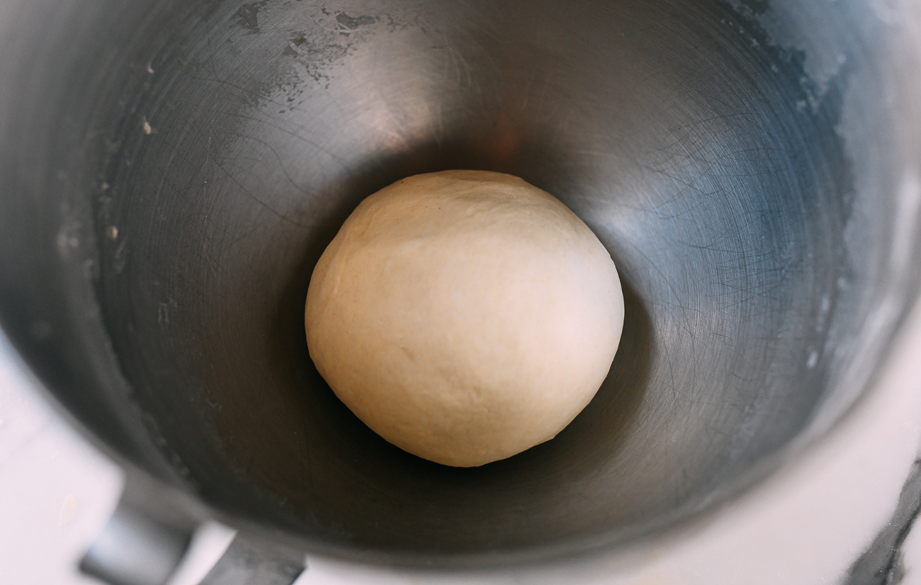Steamed bun dough in mixing bowl