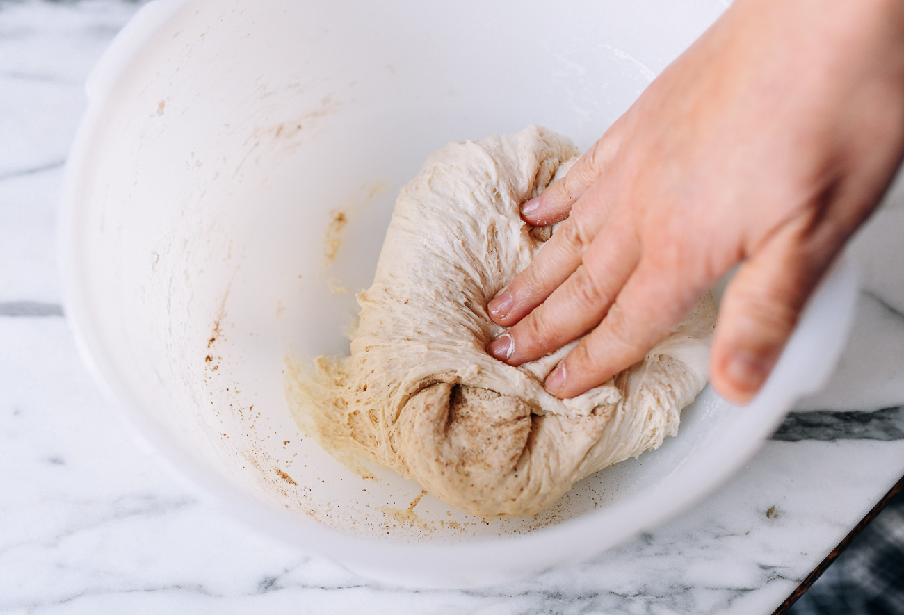 Kneading spices into dough