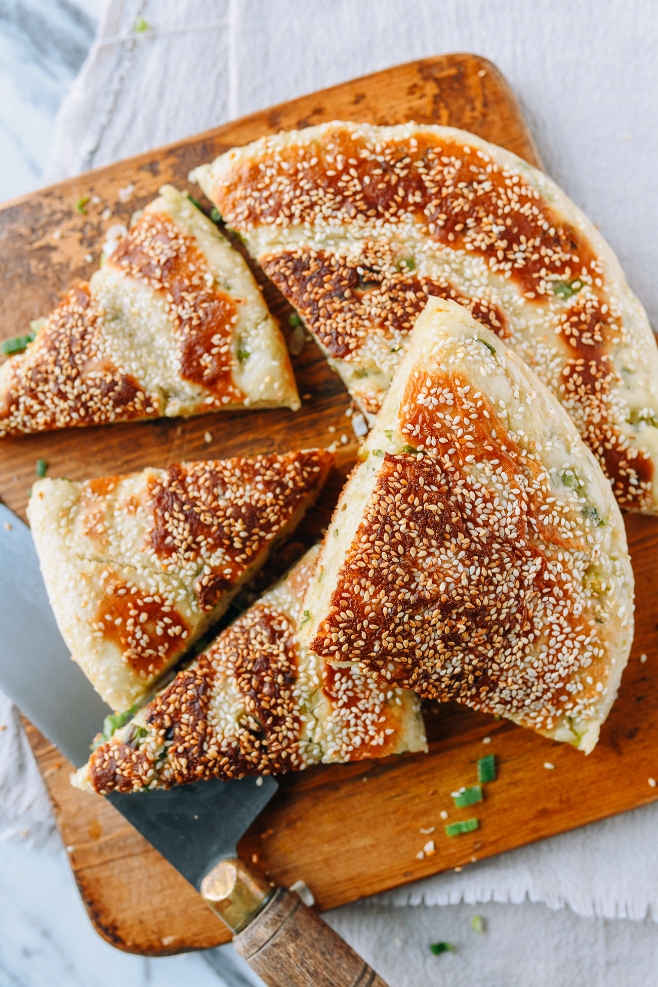 Shanghai Flatbread with Sesame Seeds and Scallions