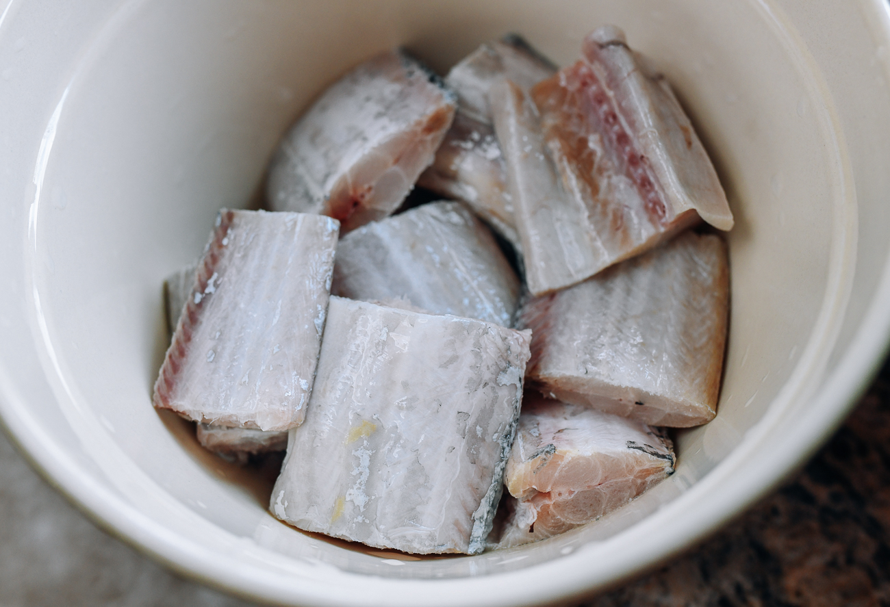 Belt fish cut into 2-inch sections