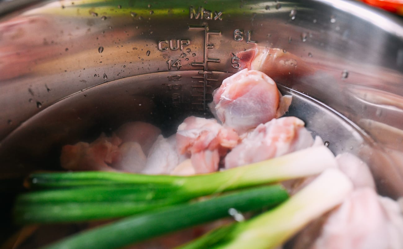 chicken and water in instant pot just below max fill line
