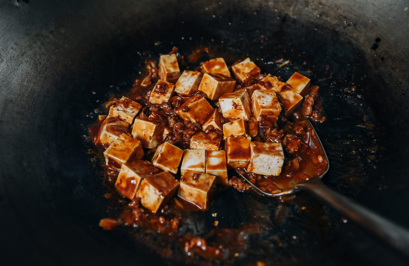 Tofu cubes in sauce