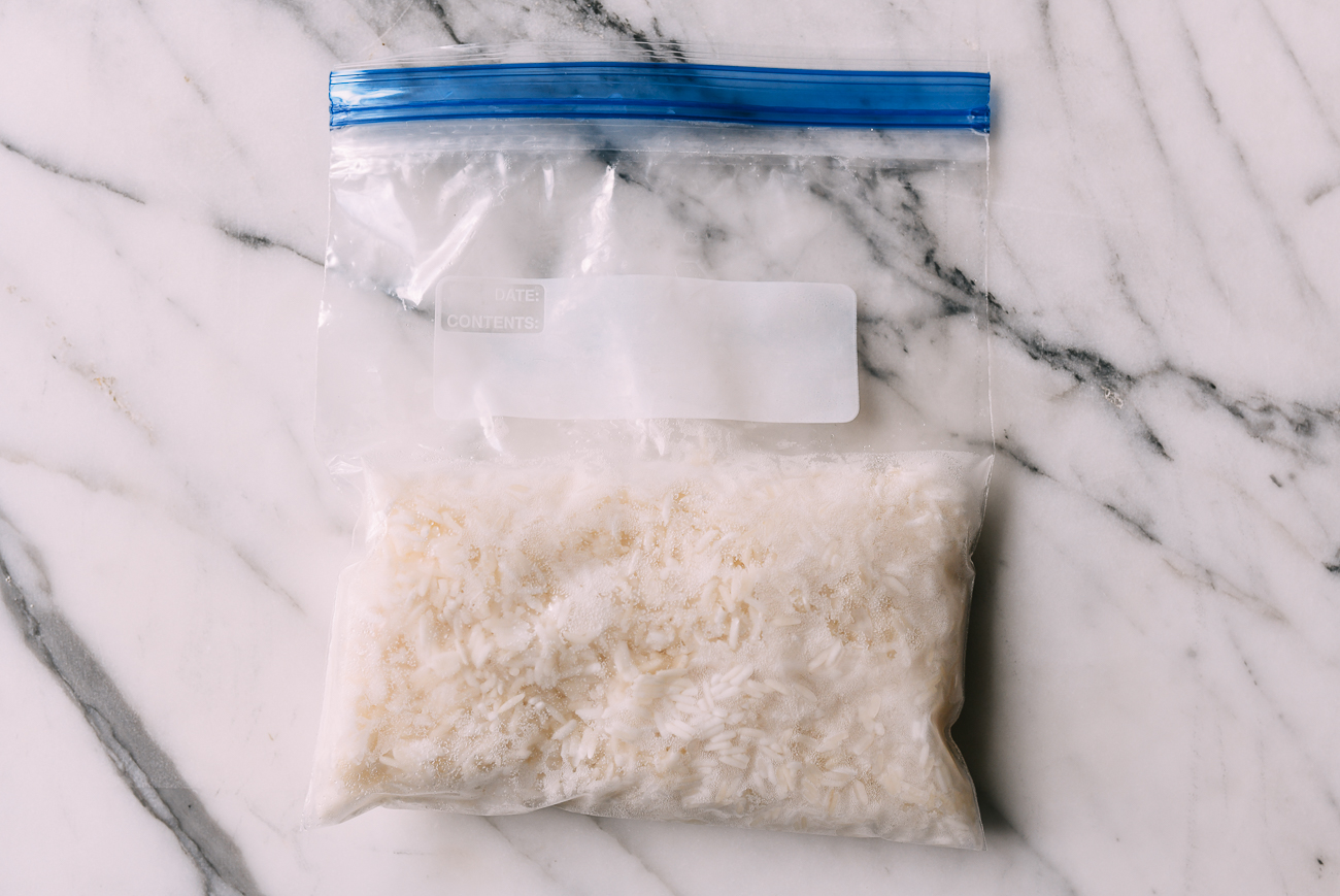 Frozen rice in bag