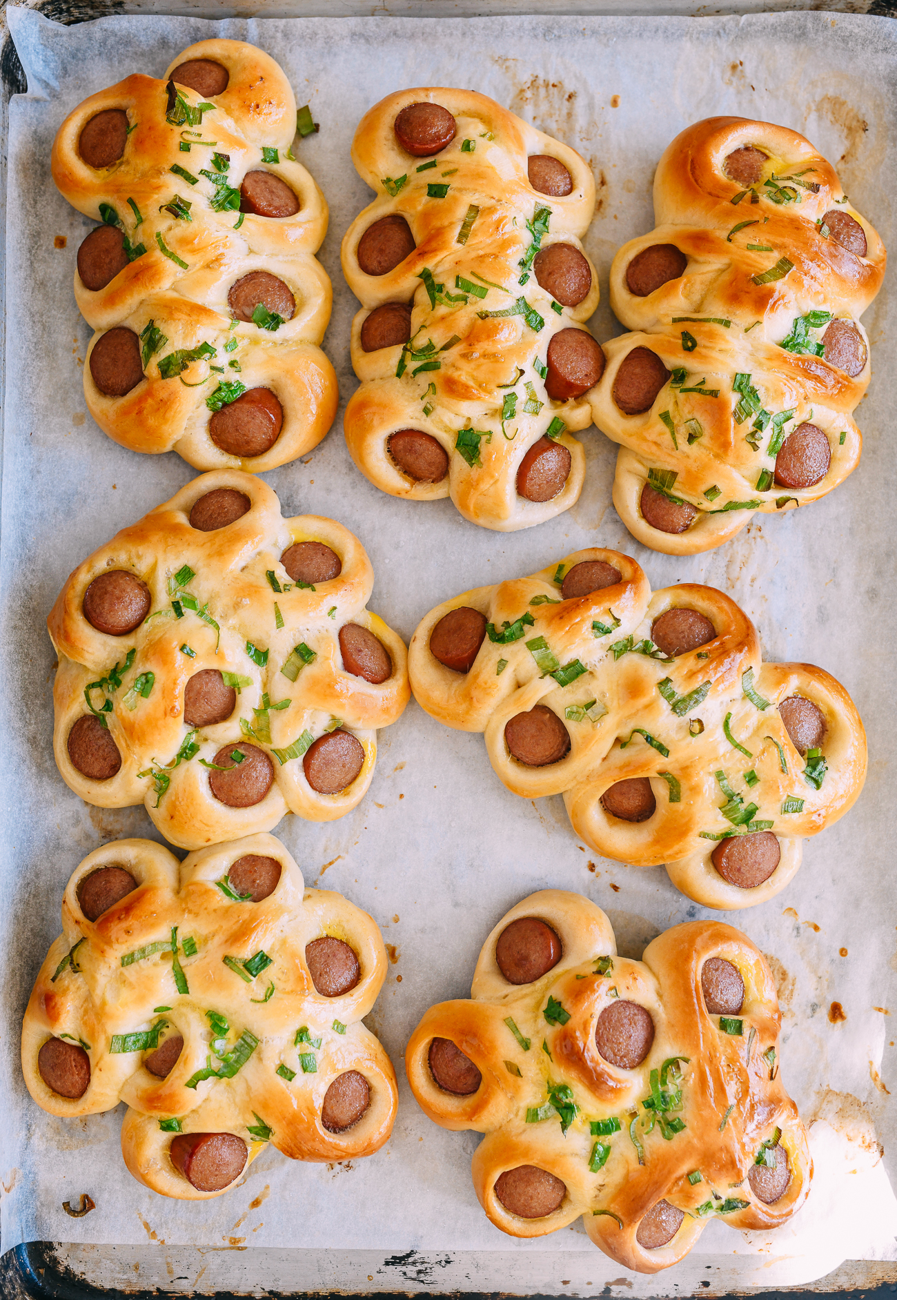 Flower Hot Dog Buns out of the oven