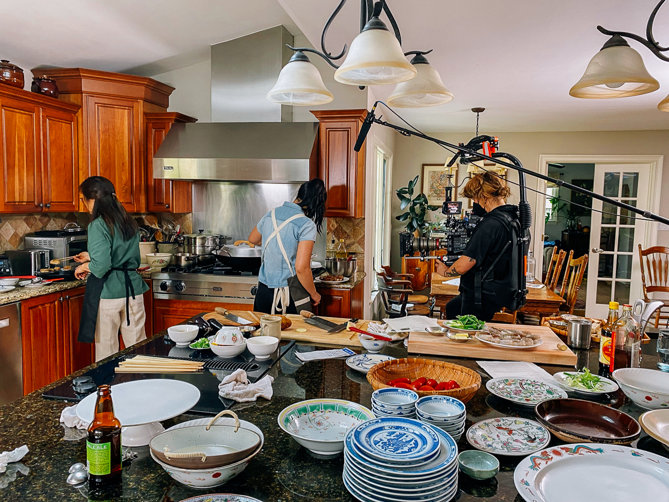 Preparing a big family meal in the Woks of Life kitchen