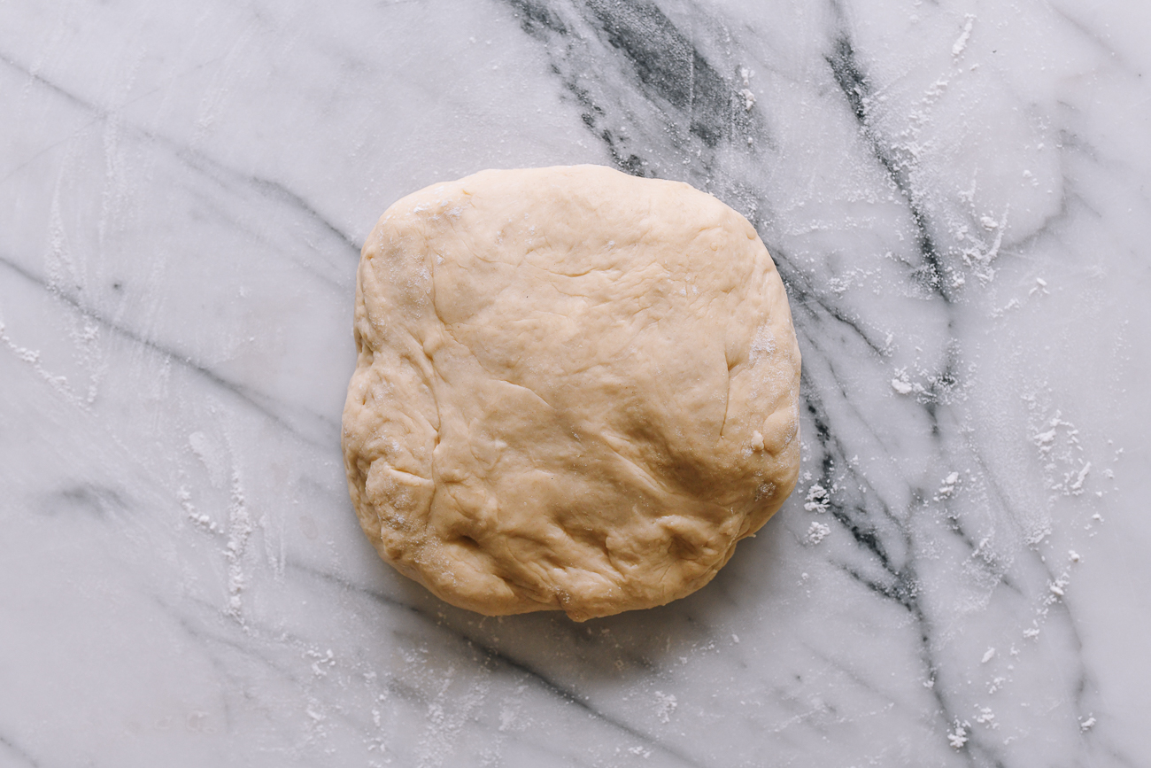 Dough with air punched out of it