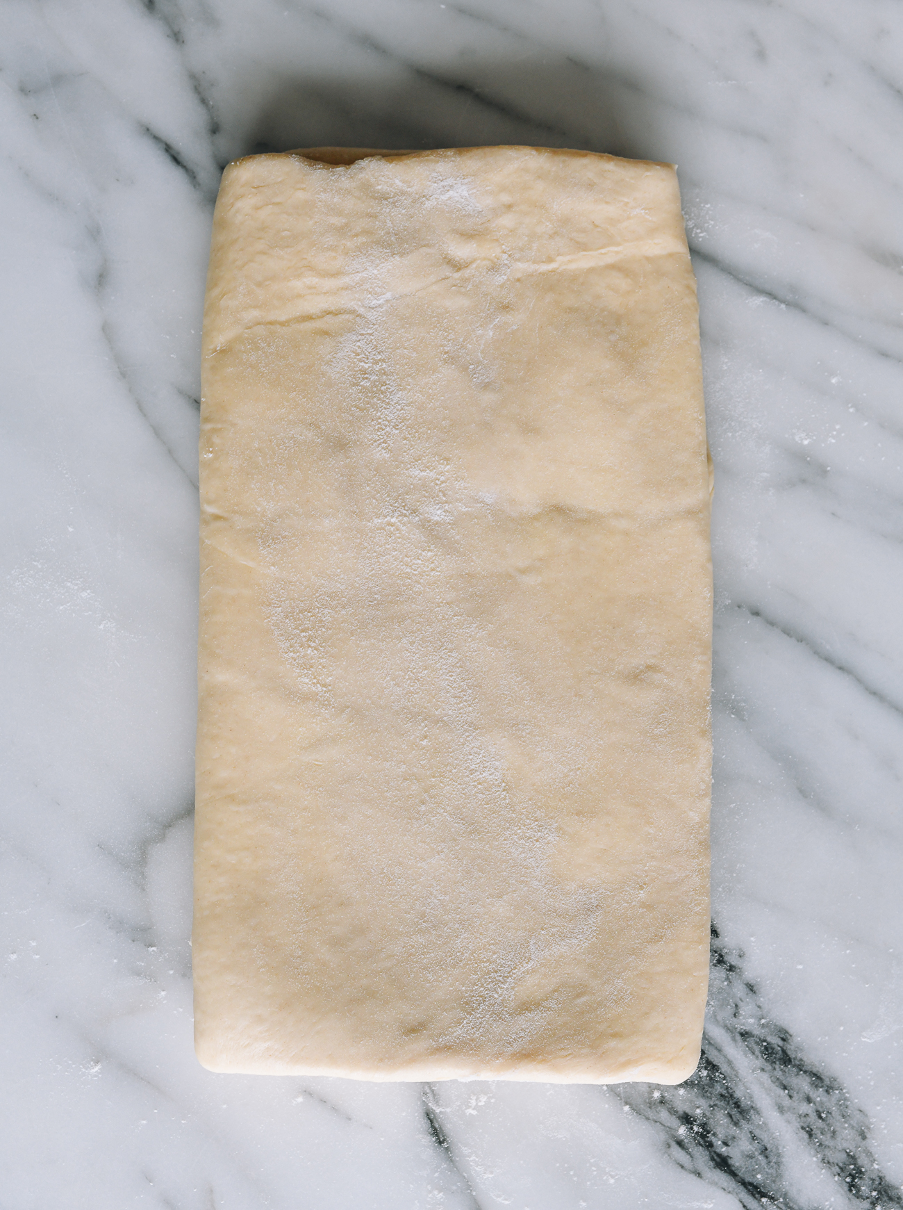 Dough rectangle folded into thirds