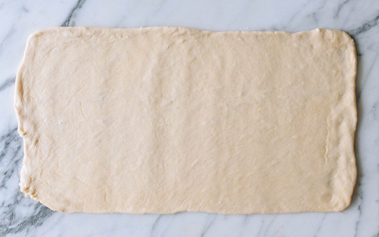 Large rectangle of dough