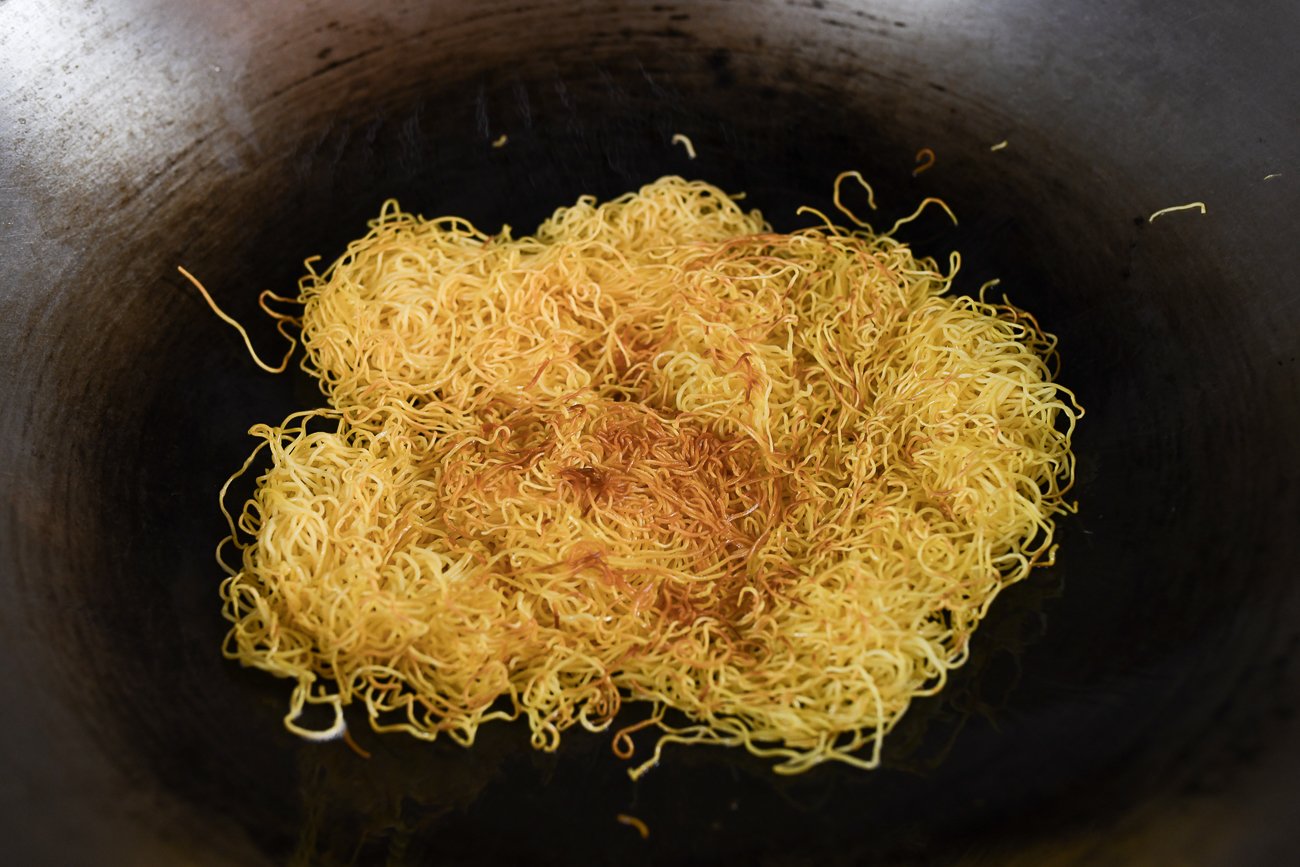 pan-fried noodles in wok