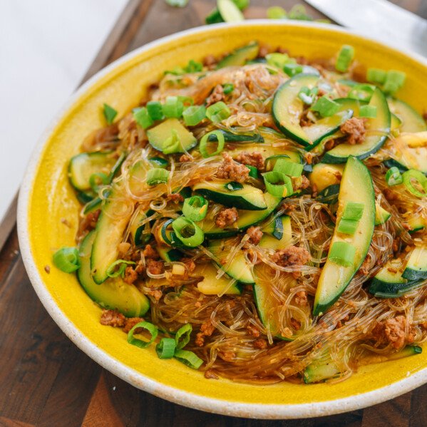 Zucchini with Glass Noodles and Ground Pork