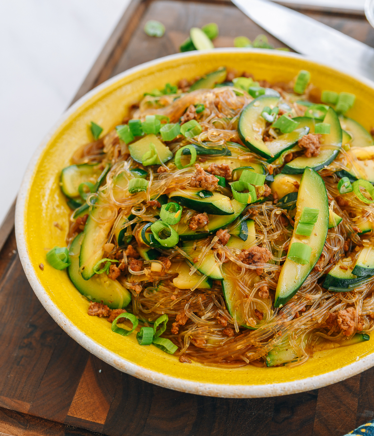 Zucchini with Glass Noodles and Ground Pork