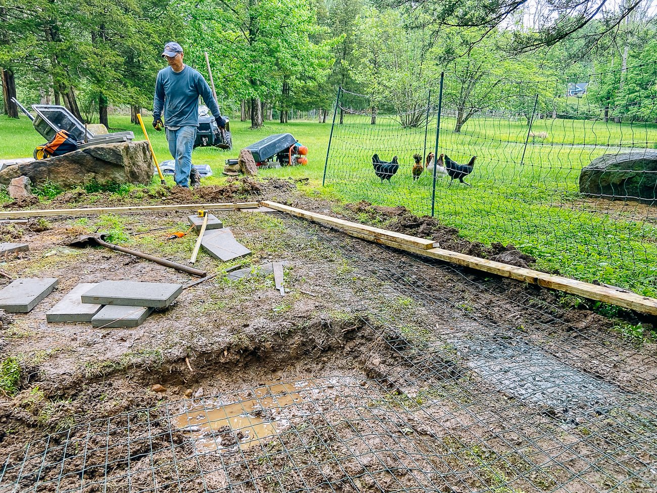 Bill working on foundation for new duck run