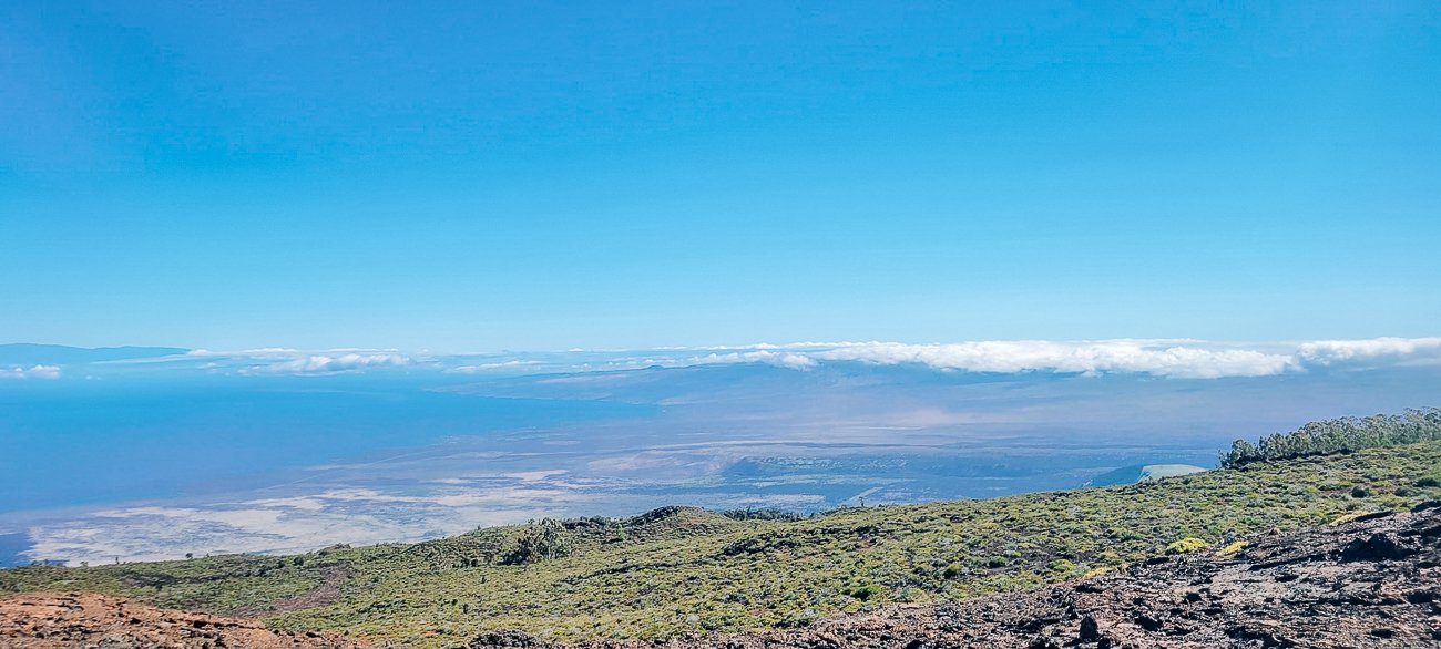 View down to the ocean from Hualalai