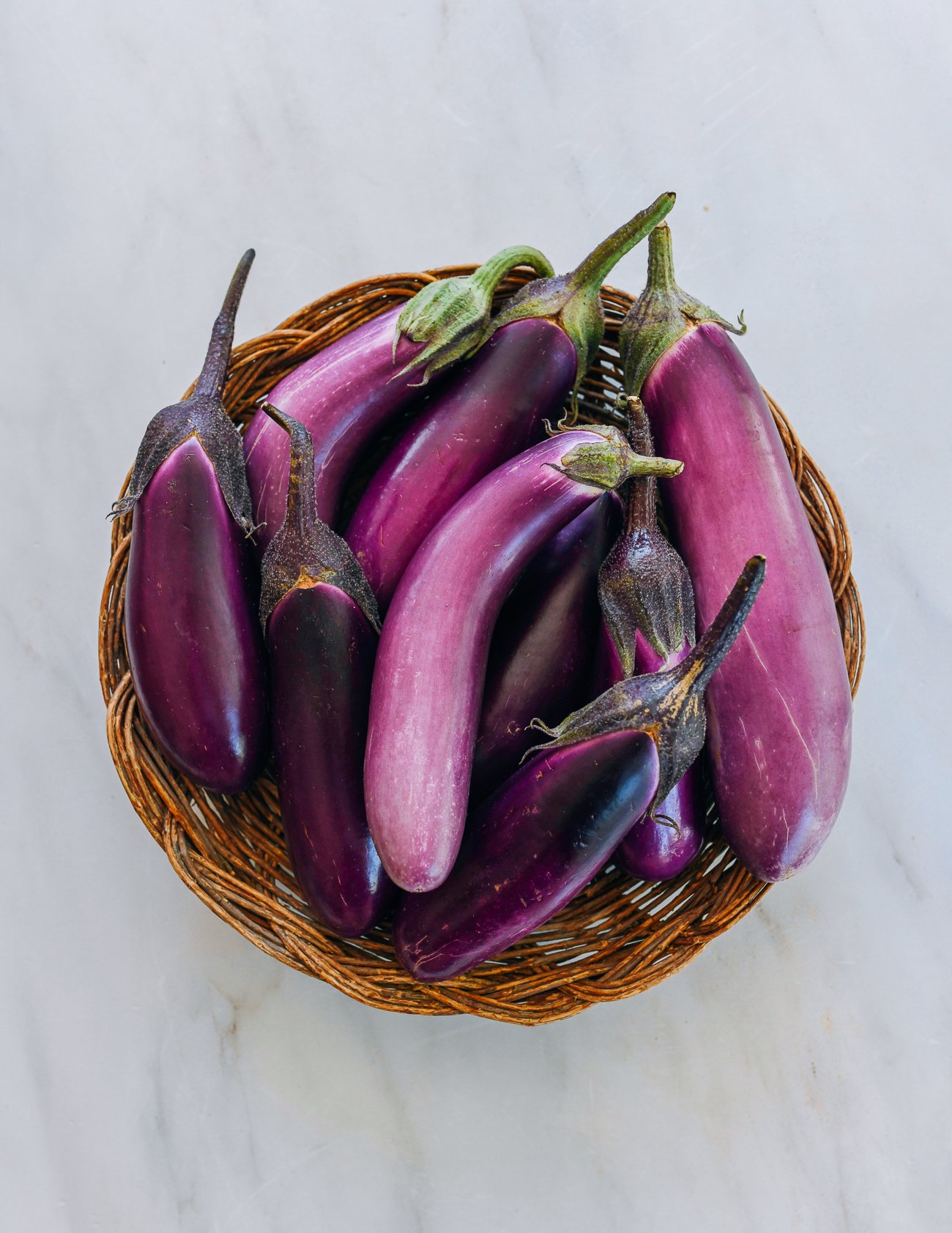 Basket of Chinese eggplants