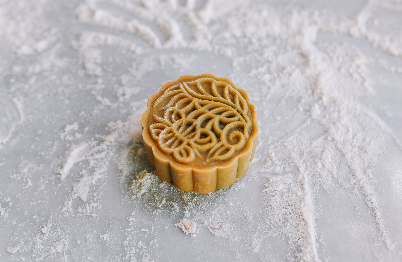 red bean mooncake out of mold