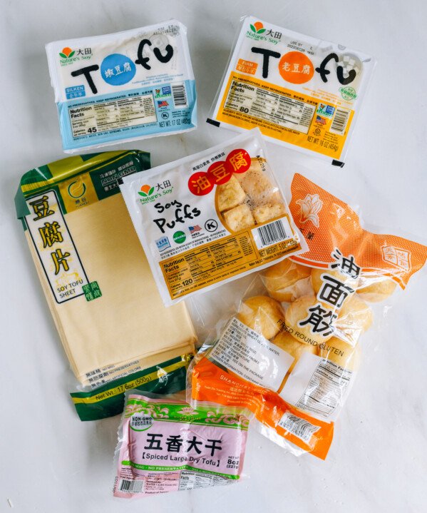 Chinese tofu, bean curd, and seitan ingredients
