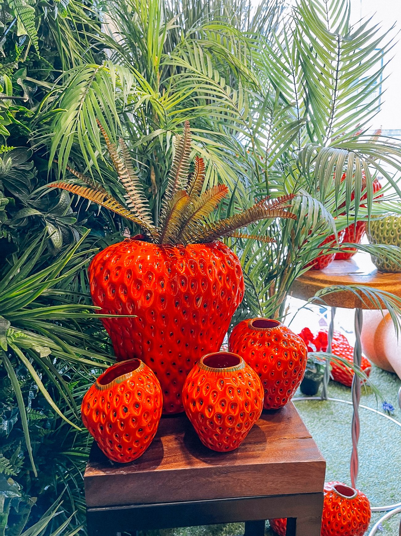 Strawberry-shaped vases