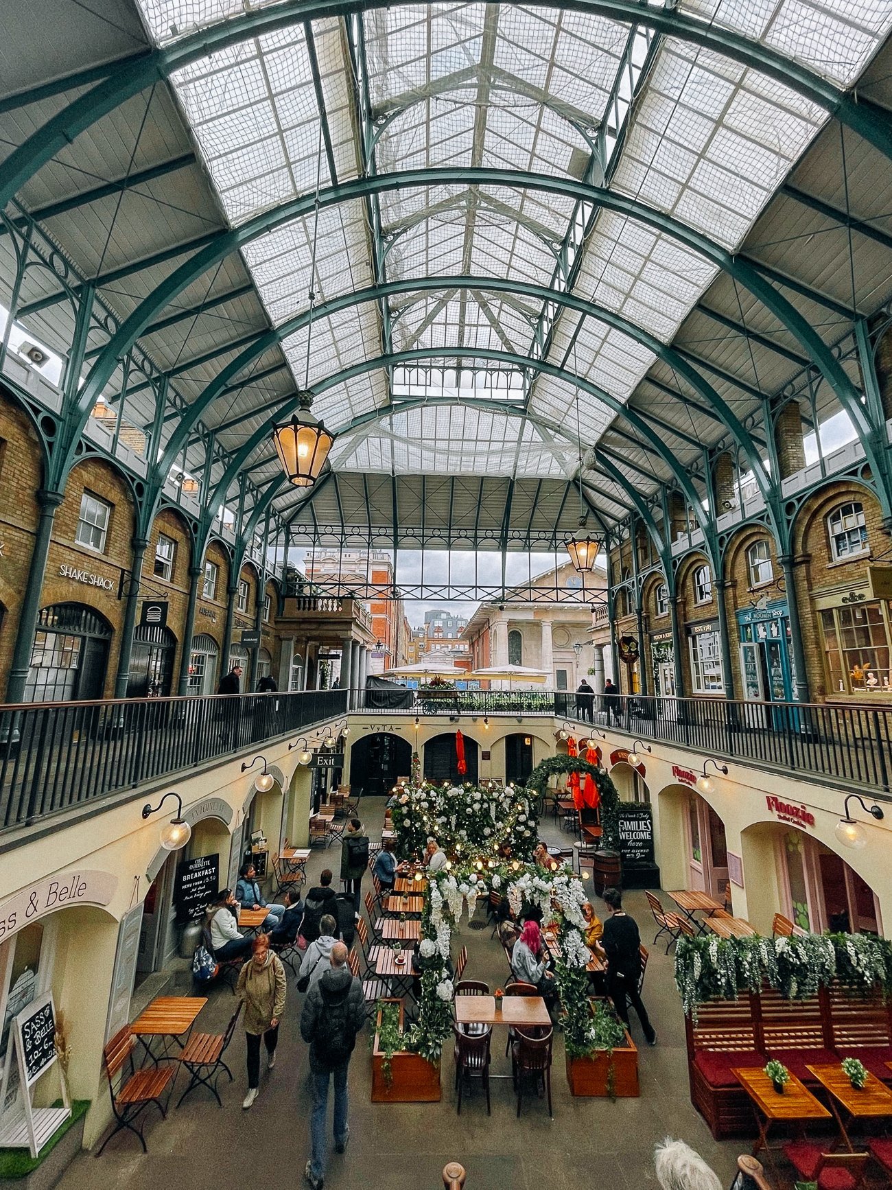 Covent Garden old apple market with arched vaulted ceilings 