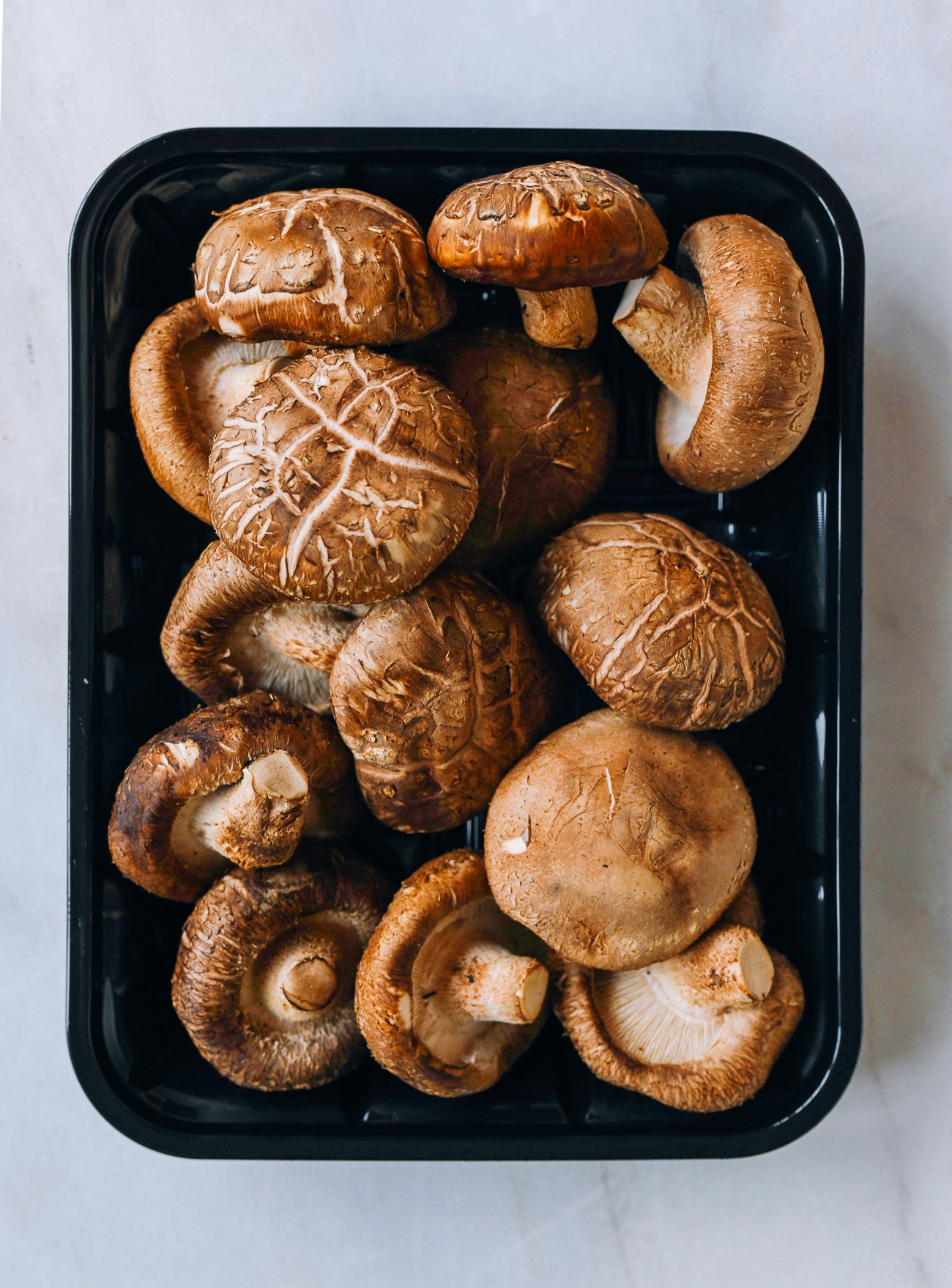 shiitake mushrooms in a tray
