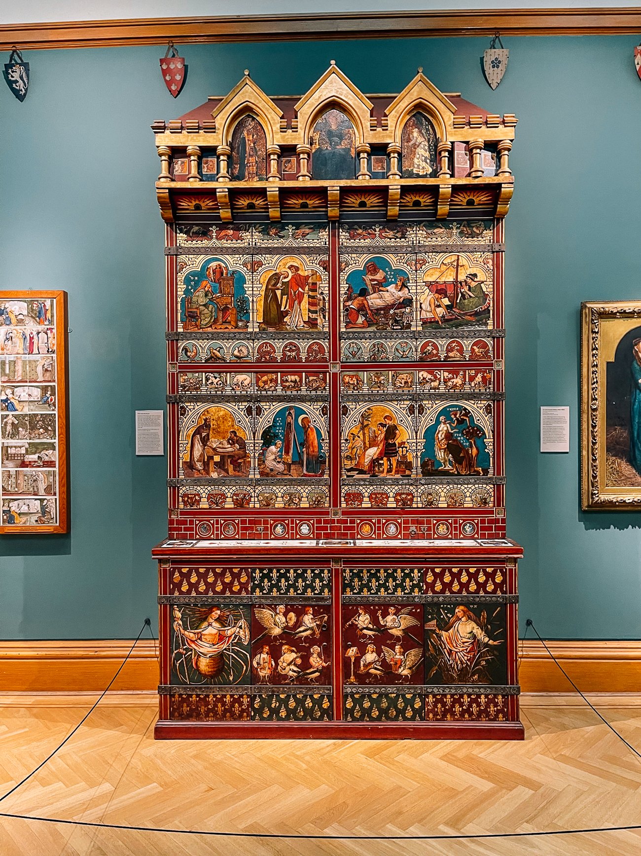 The Great Bookcase cabinet at the Ashmolean Museum in Oxford with ornate inlays