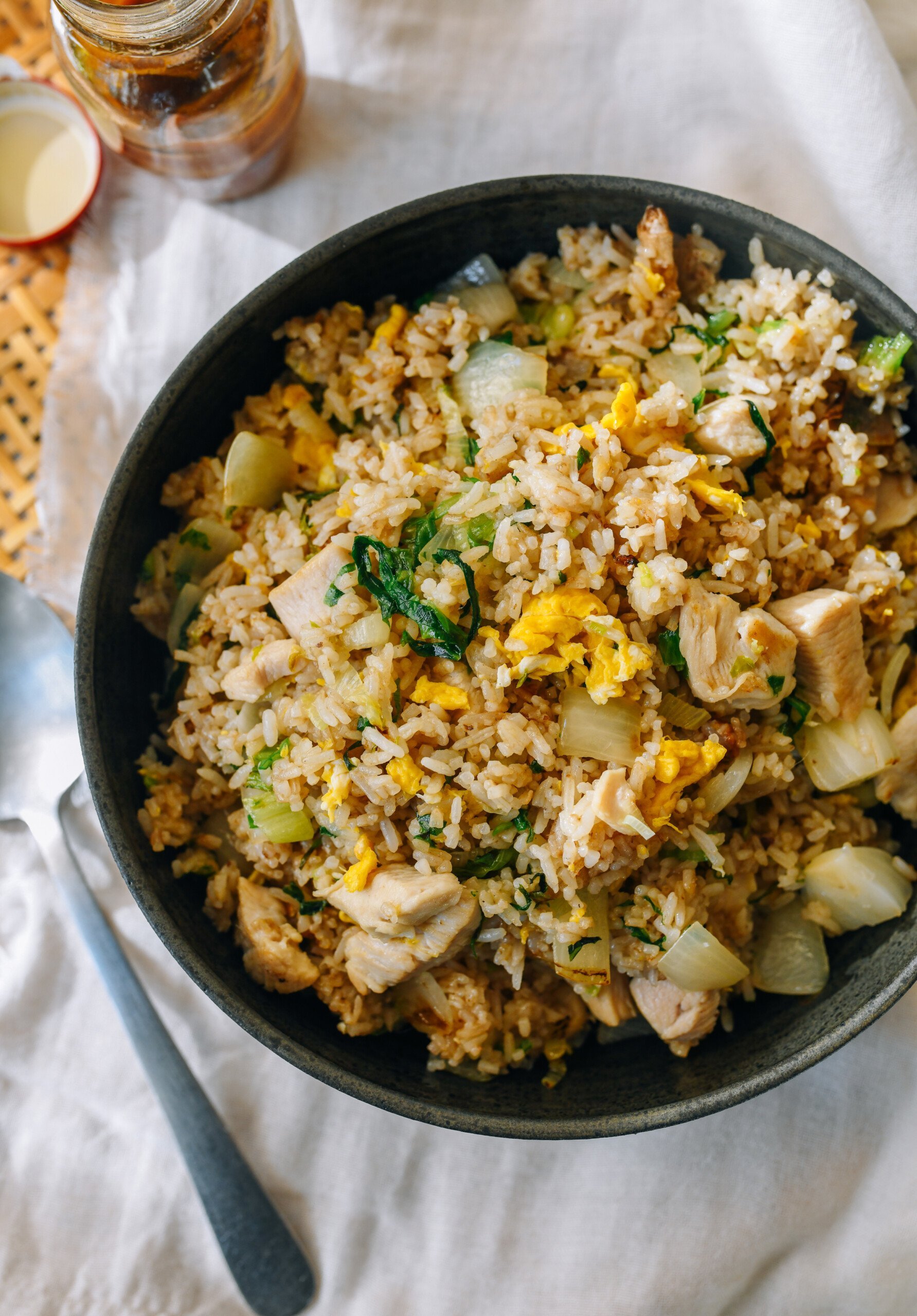 Bowl of Anchovy Fried Rice like Cantonese Salted Fish Fried Rice