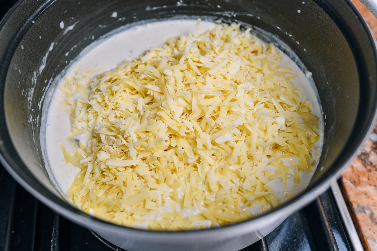 grated cheese added to bechamel