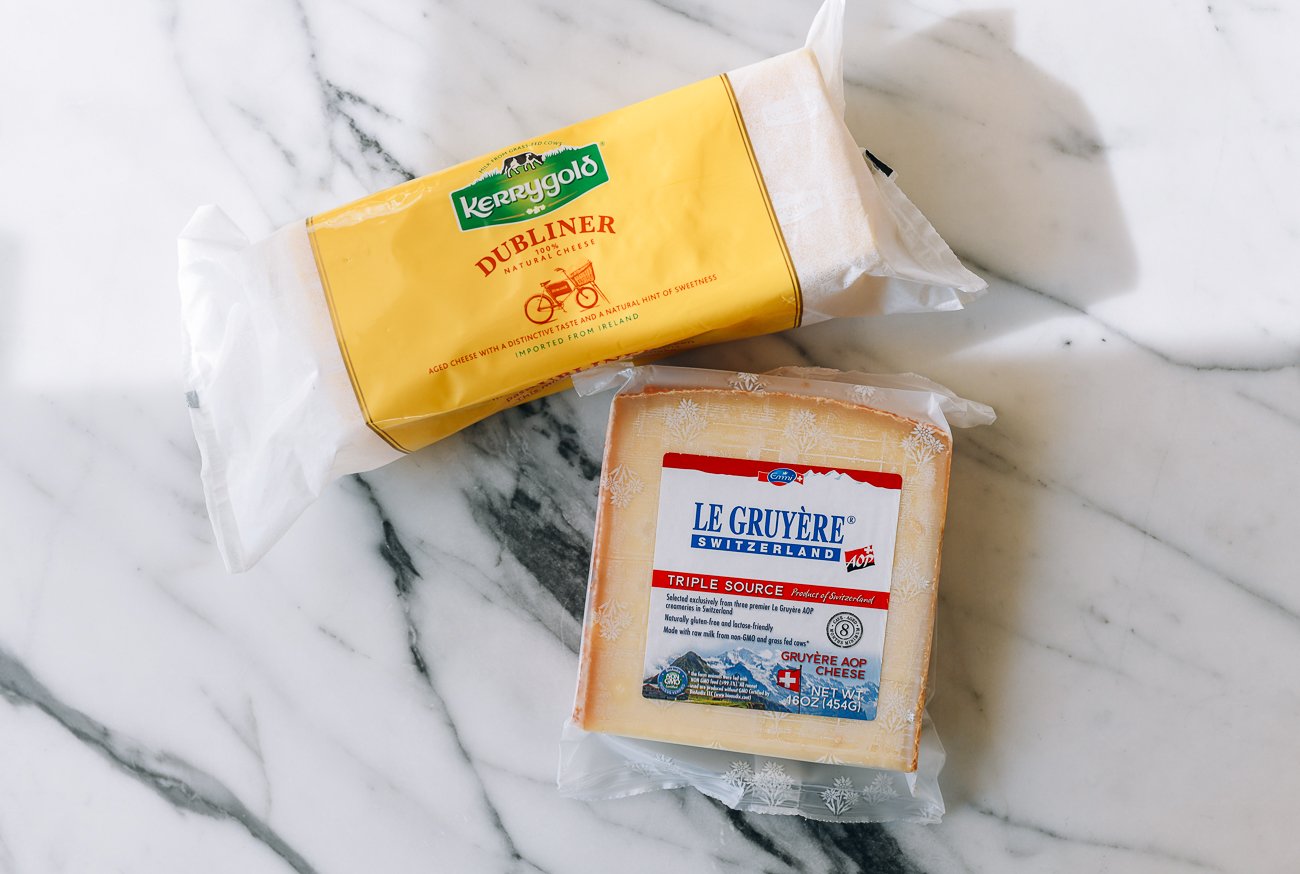 packages of dubliner irish cheddar and gruyere