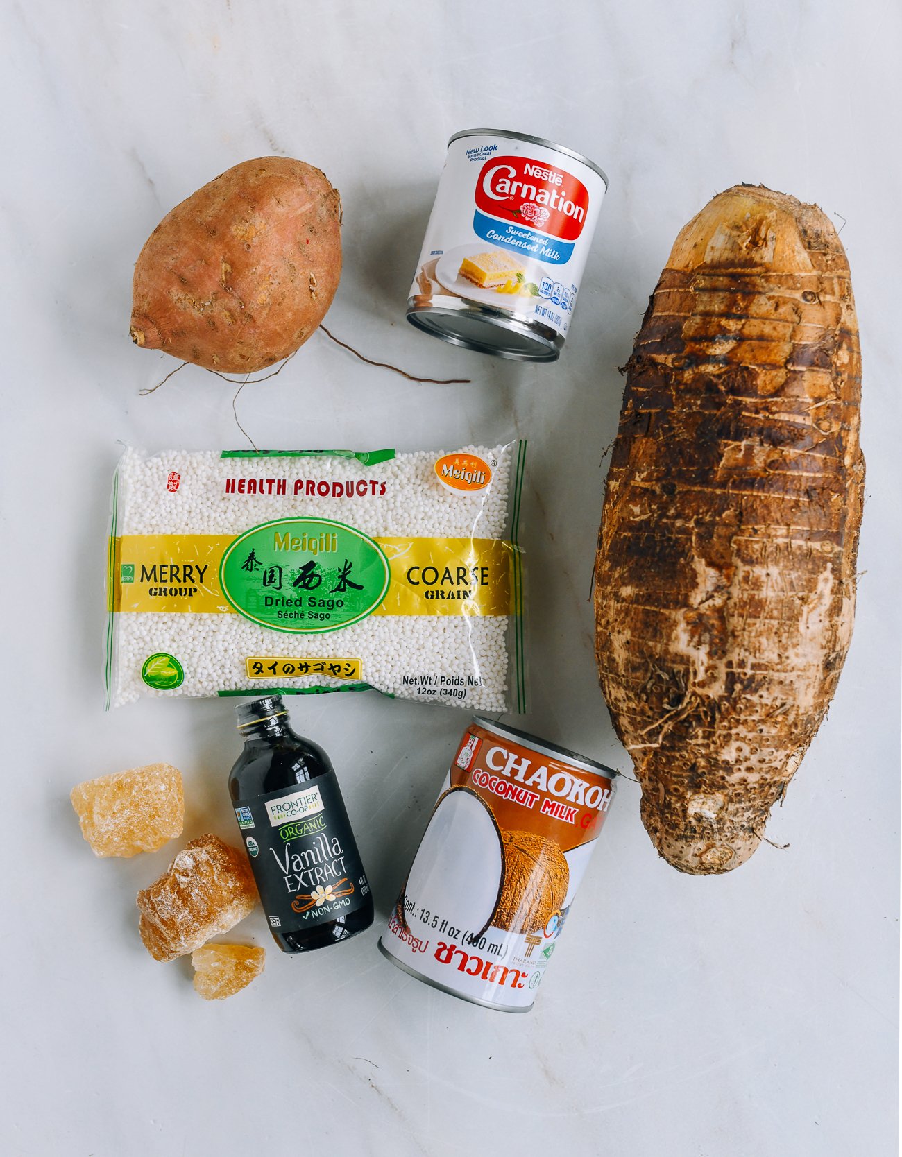 ingredients for taro sago soup