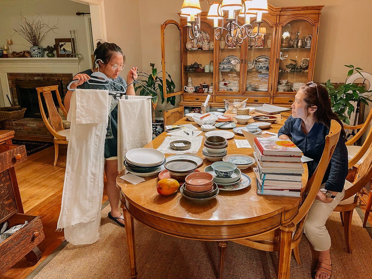 Kaitlin reviewing cookbook props