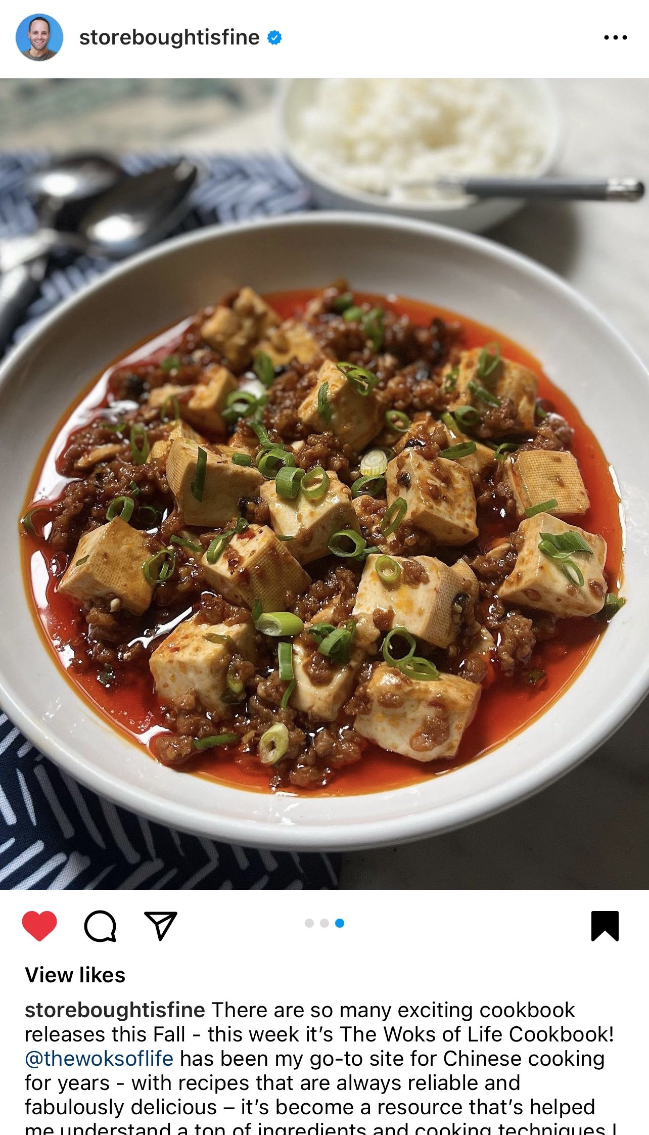 Storeboughtisfine instagram image of The Woks of Life Cookbook mapo tofu